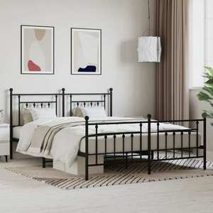 vidaXL Cadru pat metalic cu tăblie de cap/picioare, negru, 180x200 cm imagine