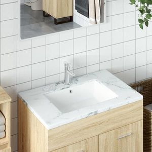 vidaXL Chiuvetă de baie, alb, 55, 5x40x18, 5 cm, pătrată, ceramică imagine