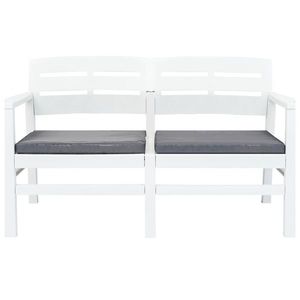 vidaXL Set mobilier de exterior, 4 piese, alb, plastic imagine