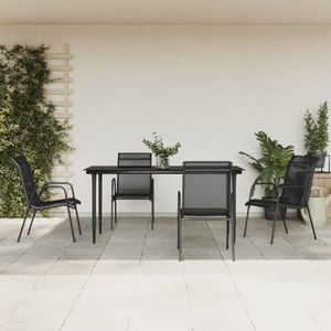 vidaXL Set mobilier de grădină, 5 piese, negru, oțel și textilenă imagine