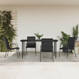 vidaXL Set mobilier de grădină, 5 piese, negru, oțel și textilenă imagine