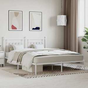 vidaXL Cadru de pat metalic cu tăblie, alb, 183x213 cm imagine