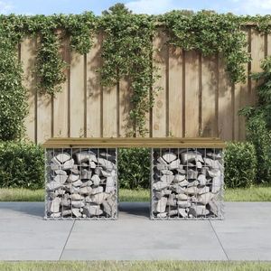 vidaXL Bancă grădină, design gabion, 103x44x42 cm, lemn pin impregnat imagine