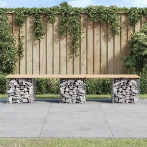 vidaXL Bancă de grădină, design gabion, 203x44x42cm, lemn masiv de pin imagine