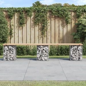 vidaXL Bancă de grădină, design gabion, 203x31x42cm, lemn masiv de pin imagine