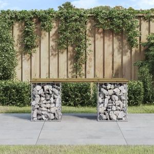 vidaXL Bancă grădină, design gabion, 103x31x42 cm, lemn pin impregnat imagine