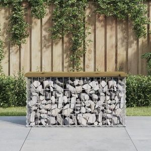 vidaXL Bancă grădină, design gabion, 83x31, 5x42 cm, lemn pin impregnat imagine