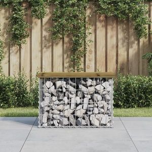 vidaXL Bancă grădină, design gabion, 63x31, 5x42 cm, lemn pin impregnat imagine