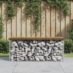 vidaXL Bancă grădină, design gabion, 103x44x42 cm, lemn pin impregnat imagine