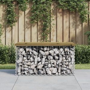vidaXL Bancă grădină, design gabion, 83x44x42 cm, lemn pin impregnat imagine
