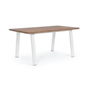 Masa pentru gradina, Oslo, Bizzotto, 160x90x76 cm, lemn de salcam/otel, alb/natural imagine