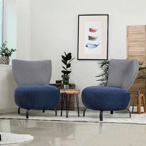 Set scaune cu aripă, Unique Design, 867UNQ1070, Lemn de carpen, Albastru inchis imagine