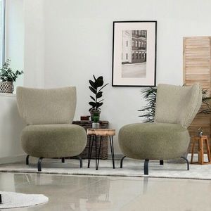 Set scaune cu aripă, Unique Design, 867UNQ1069, Lemn de carpen, Verde imagine