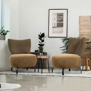 Set scaune cu aripă, Unique Design, 867UNQ1073, Lemn de carpen, Galben mustar imagine