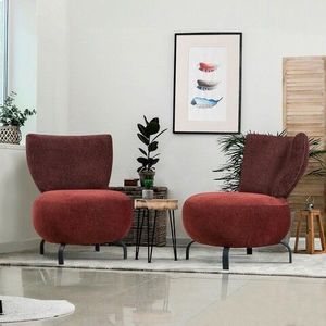 Set scaune cu aripă, Unique Design, 867UNQ1074, Lemn de carpen, Rosu claret imagine
