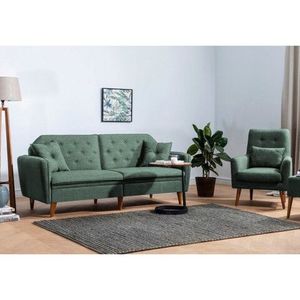 Set canapea extensibilă, Unique Design, 867UNQ1630, Lemn de carpen, Verde imagine