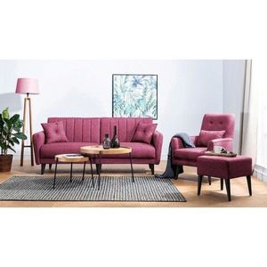 Set canapea extensibilă, Unique Design, 867UNQ1677, Lemn de carpen, Rosu claret imagine