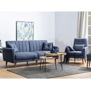Set canapea extensibilă, Unique Design, 867UNQ1584, Lemn de carpen, Albastru inchis imagine