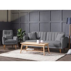 Set canapea extensibilă, Unique Design, 867UNQ1582, Lemn de carpen, Gri inchis imagine