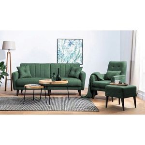 Set canapea extensibilă, Unique Design, 867UNQ1682, Lemn de carpen, Verde imagine