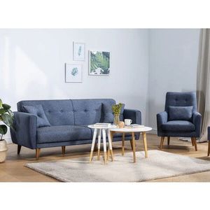 Set canapea extensibilă, Unique Design, 867UNQ1591, Lemn de carpen, Albastru inchis imagine