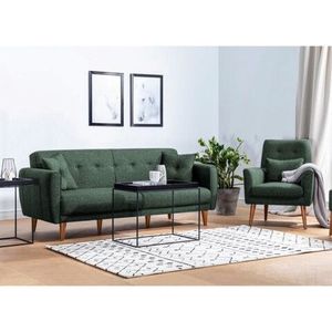 Set canapea extensibilă, Unique Design, 867UNQ1592, Lemn de carpen, Verde imagine