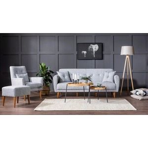 Set canapea extensibilă, Unique Design, 867UNQ1588, Lemn de carpen, Gri imagine