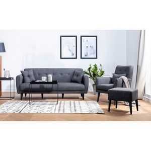 Set canapea extensibilă, Unique Design, 867UNQ1683, Lemn de carpen, Antracit imagine