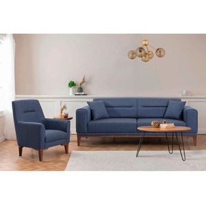 Set canapea extensibilă, Unique Design, 867UNQ1669, Lemn de carpen, Albastru inchis imagine