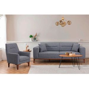 Set canapea extensibilă, Unique Design, 867UNQ1668, Lemn de carpen, Gri inchis imagine