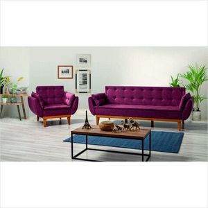 Set canapea extensibilă, Unique Design, 867UNQ1594, Lemn de carpen, Rosu claret imagine