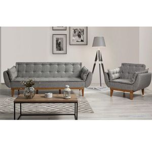 Set canapea extensibilă, Unique Design, 867UNQ1597, Lemn de carpen, Gri inchis imagine