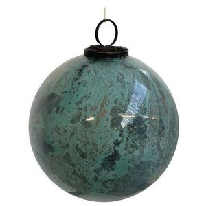 Decoratiune brad Deko Senso glob 15cm sticla verde cupru marmorat imagine