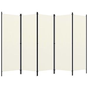 vidaXL Paravan de cameră cu 5 panouri, alb crem, 250 x 180 cm imagine