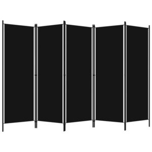 vidaXL Paravan de cameră cu 5 panouri, negru, 250 x 180 cm imagine