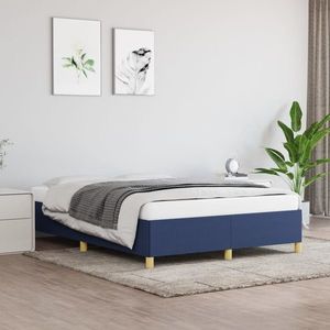 vidaXL Cadru de pat, albastru, 140x190 cm, material textil imagine