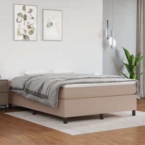 vidaXL Cadru de pat, cappuccino, 140x200 cm, piele ecologică imagine