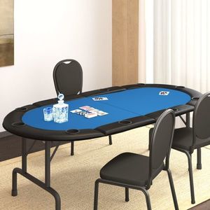 vidaXL Blat masă de poker, 10 jucători, pliabil, albastru 208x106x3 cm imagine