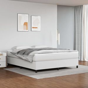 vidaXL Cadru de pat box spring, alb, 160x200 cm, piele ecologică imagine