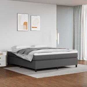 vidaXL Cadru de pat, gri, 160x200 cm, piele ecologică imagine