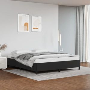 vidaXL Cadru de pat, negru, 160x200 cm, piele ecologică imagine