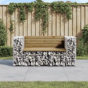 vidaXL Bancă grădină, design gabion, 143x71x65, 5cm, lemn pin impregnat imagine