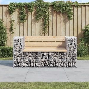 vidaXL Bancă de grădină, design gabion, 143x71x65, 5cm, lemn masiv pin imagine