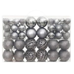 vidaXL Globuri de Crăciun, 100 buc, gri, 3 / 4 / 6 cm imagine