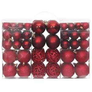 vidaXL Globuri de Crăciun, 100 buc, roșu vin, 3 / 4 / 6 cm imagine