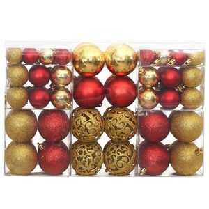 vidaXL Globuri de Crăciun, 100 buc, auriu și roșu vin, 3 / 4 / 6 cm imagine
