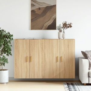 vidaXL Dulapuri montate pe perete 2 buc stejar Sonoma, lemn prelucrat imagine