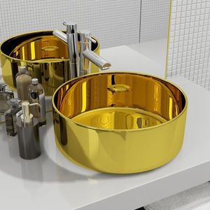 vidaXL Chiuvetă de baie, auriu, 40 x 15 cm, ceramică imagine