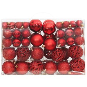 vidaXL Set globuri de Crăciun 111 buc., roșu, polistiren imagine
