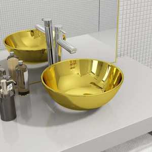 vidaXL Chiuvetă de baie, auriu, 28 x 10 cm, ceramică imagine